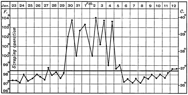Fig. 25.—Chart of Erysipelas occurring in a wound.